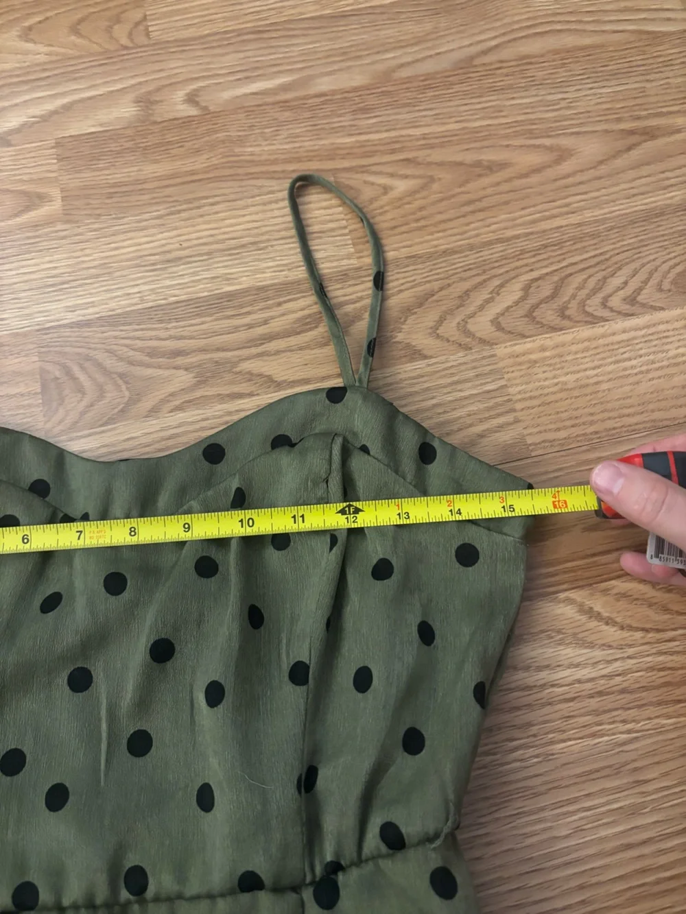 Francesca's Collections Olive Green & Black Polka Dot Mini Dress Size Medium - Picture 4 of 6